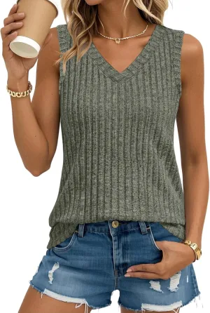 Chulianyouhuo Women's V Neck Tank Tops Summer Sleeveless Business Outfits 2025 Casual Spring Trendy Fashion Clothes