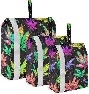 Colorful Stars Leaves Packing Cubes for Suitcases 3 Set Lightweight Compression Luggage Packing Organizers for Carry on Suitcase Travel Essentials Luggage Organizer Bags Set