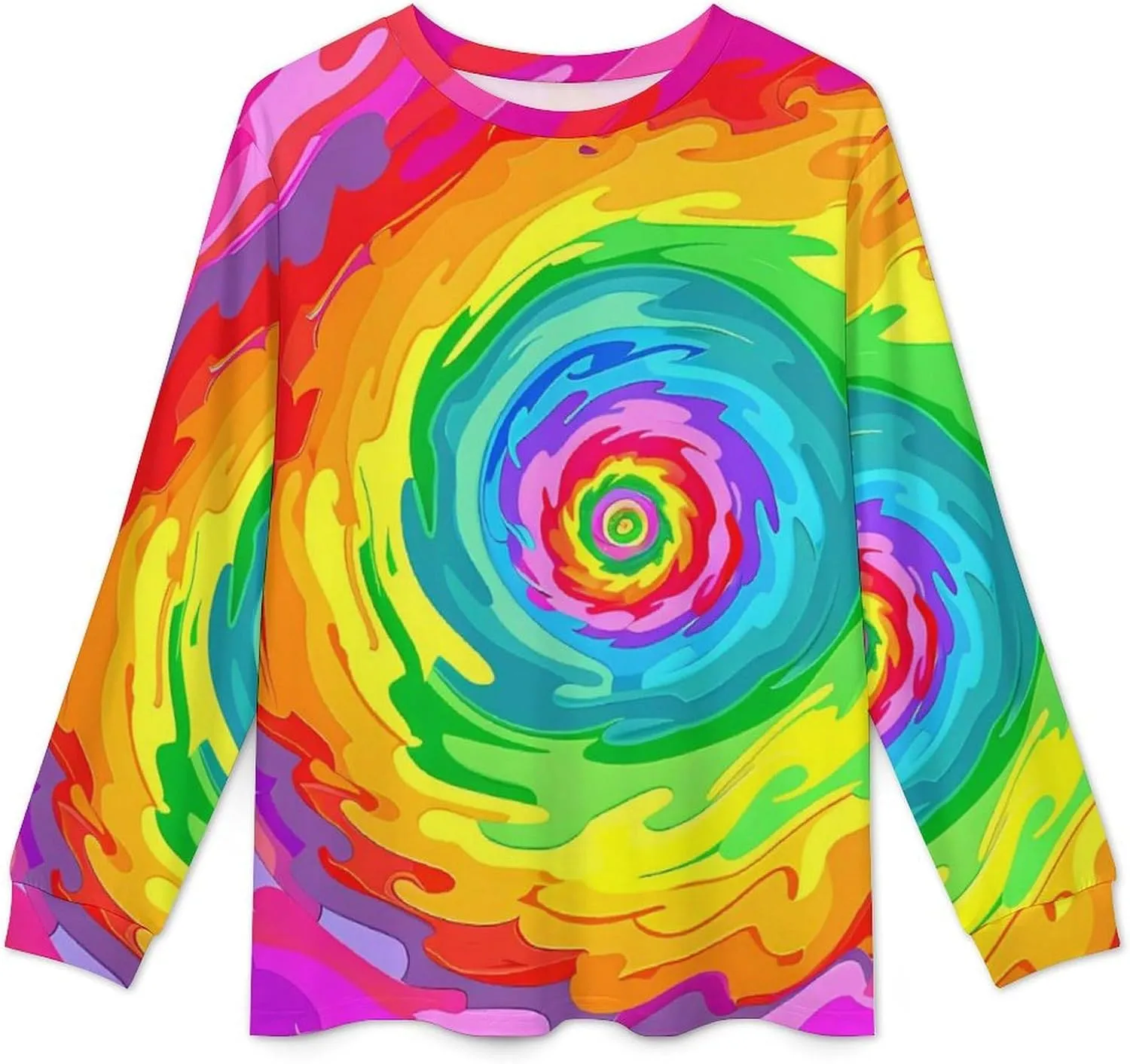 Colorful Tie Dye Men's Pajama Set Casual Sleepwear Pjs Set Crewneck Shirts And Bottoms Comfy Loungewear