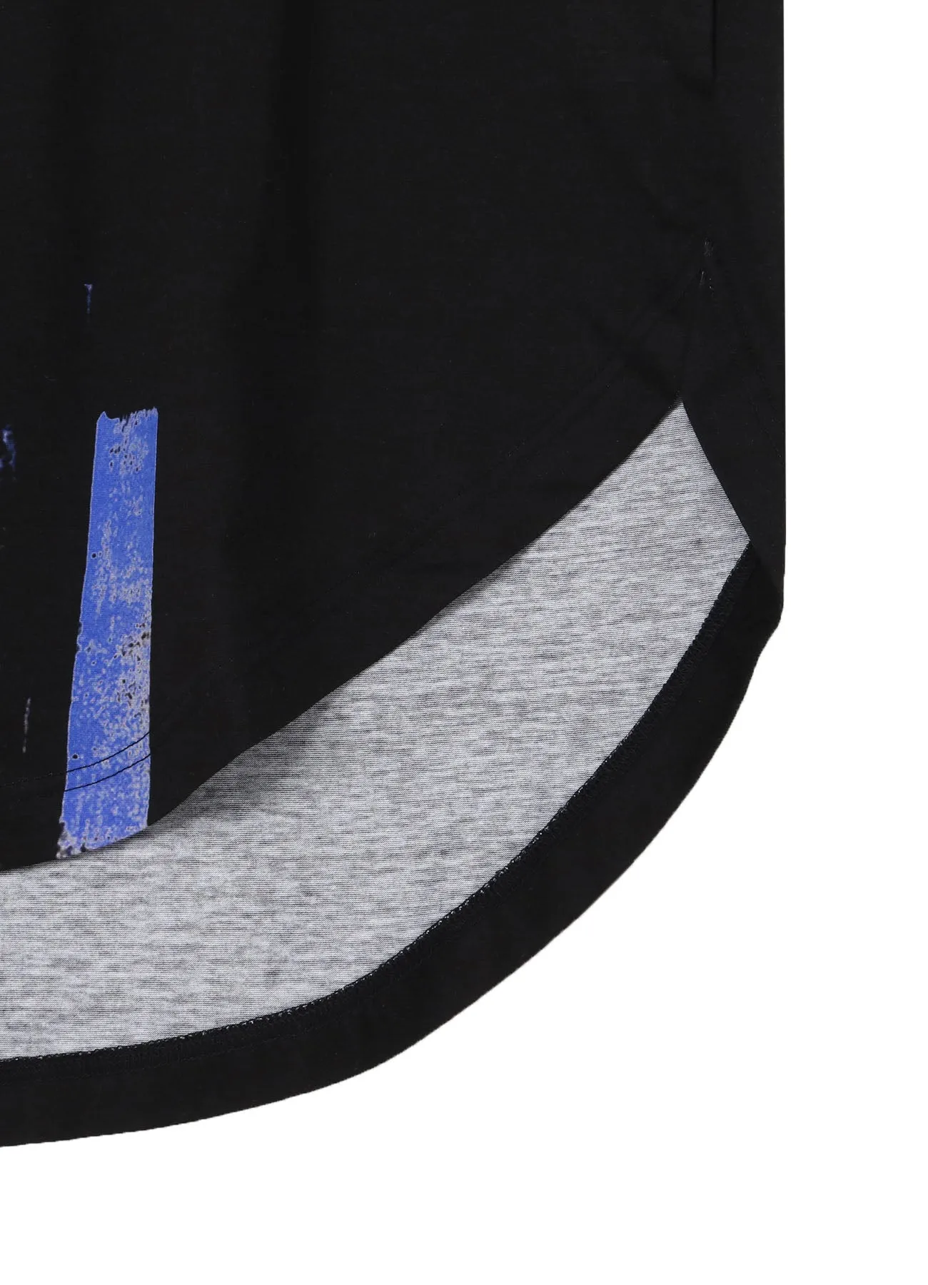 COTTON JERSEY TORN PATTERN HEM ROUND JUMBO T-SHIRT LONG SLEEVES