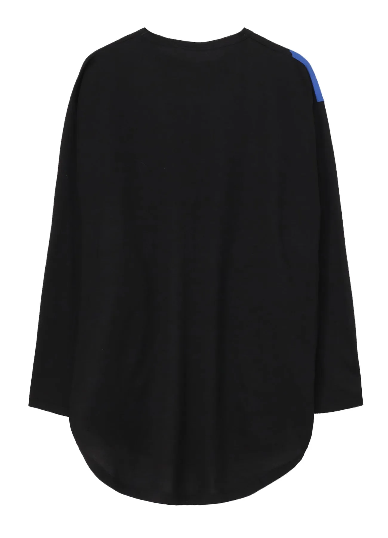 COTTON JERSEY TORN PATTERN HEM ROUND JUMBO T-SHIRT LONG SLEEVES