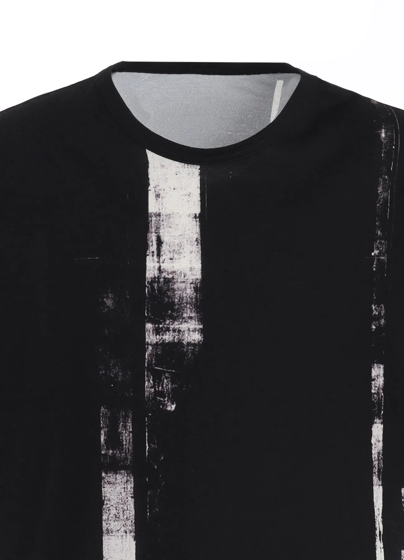 COTTON JERSEY TORN PATTERN HEM ROUND JUMBO T-SHIRT SHORT SLEEVES