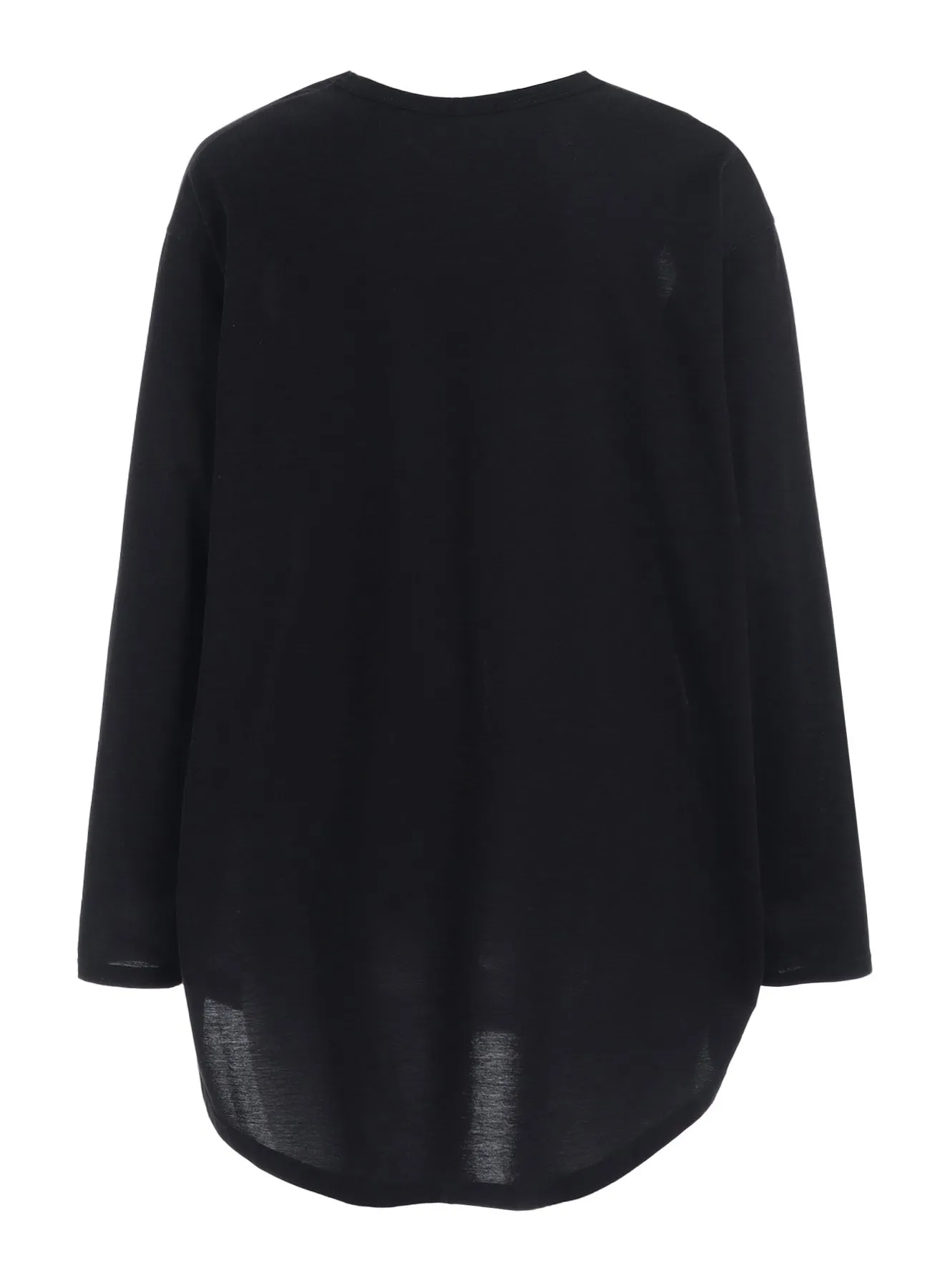 COTTON JERSEYTORN PATTERN HEM ROUND JUMBO T-SHIRT LONG SLEEVES