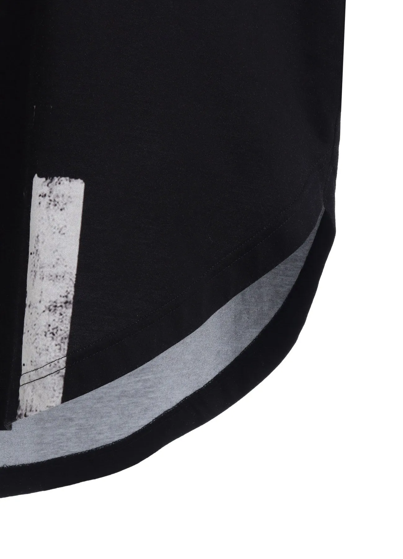 COTTON JERSEYTORN PATTERN HEM ROUND JUMBO T-SHIRT LONG SLEEVES