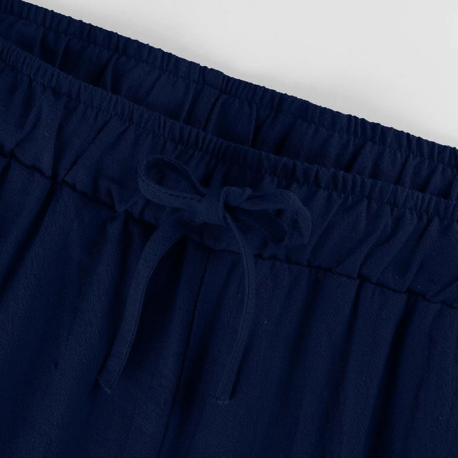 Cotton Linen Pants Women Summer Casual Wide Leg Loose Trousers Drawstring High Waist Palazzo Pants with Pocket