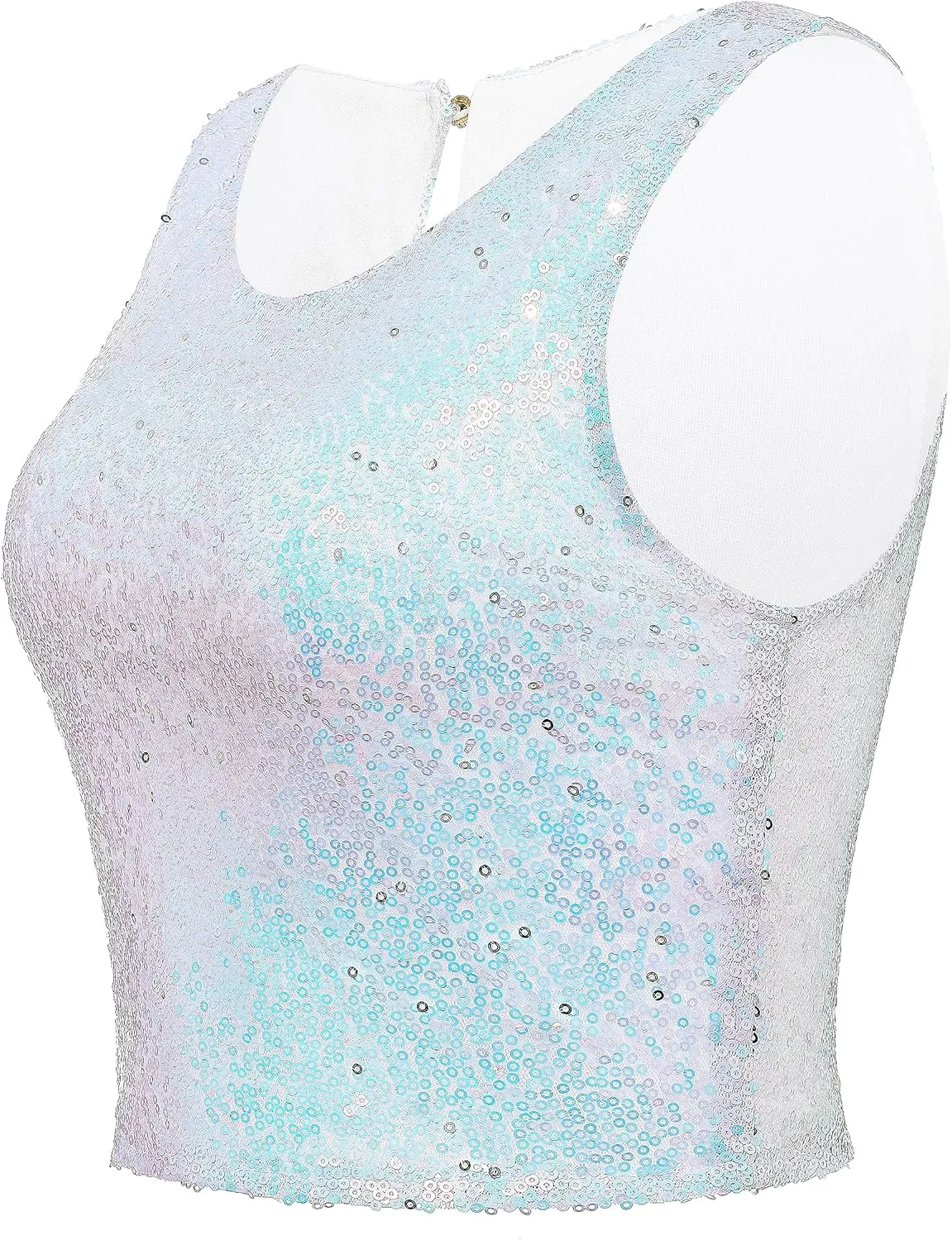 Coucoland Cropped Tank Top for Women - Womens Summer Sparkle Sequin Glitter Slimming Tops Camisole Trendy