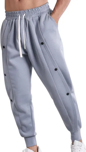 CRNTCEM Men's Button Track Pants Tapered Leg Athletic Joggers Elastic Waisted Workout Running Gym Sweatpants with Pockets