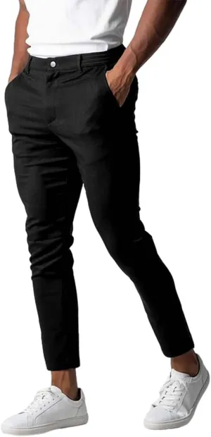 CRNTCEM Mens Slim Fit Suit Pants Casual Golf Pants Tapered Leg Chino Flat Front Dress Trousers Buisness Work Formal Trousers