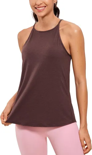 CRZ YOGA Halter High Neck Workout Tops for Women Flowy Cami Sleeveless Tank Athletic Yoga Shirts