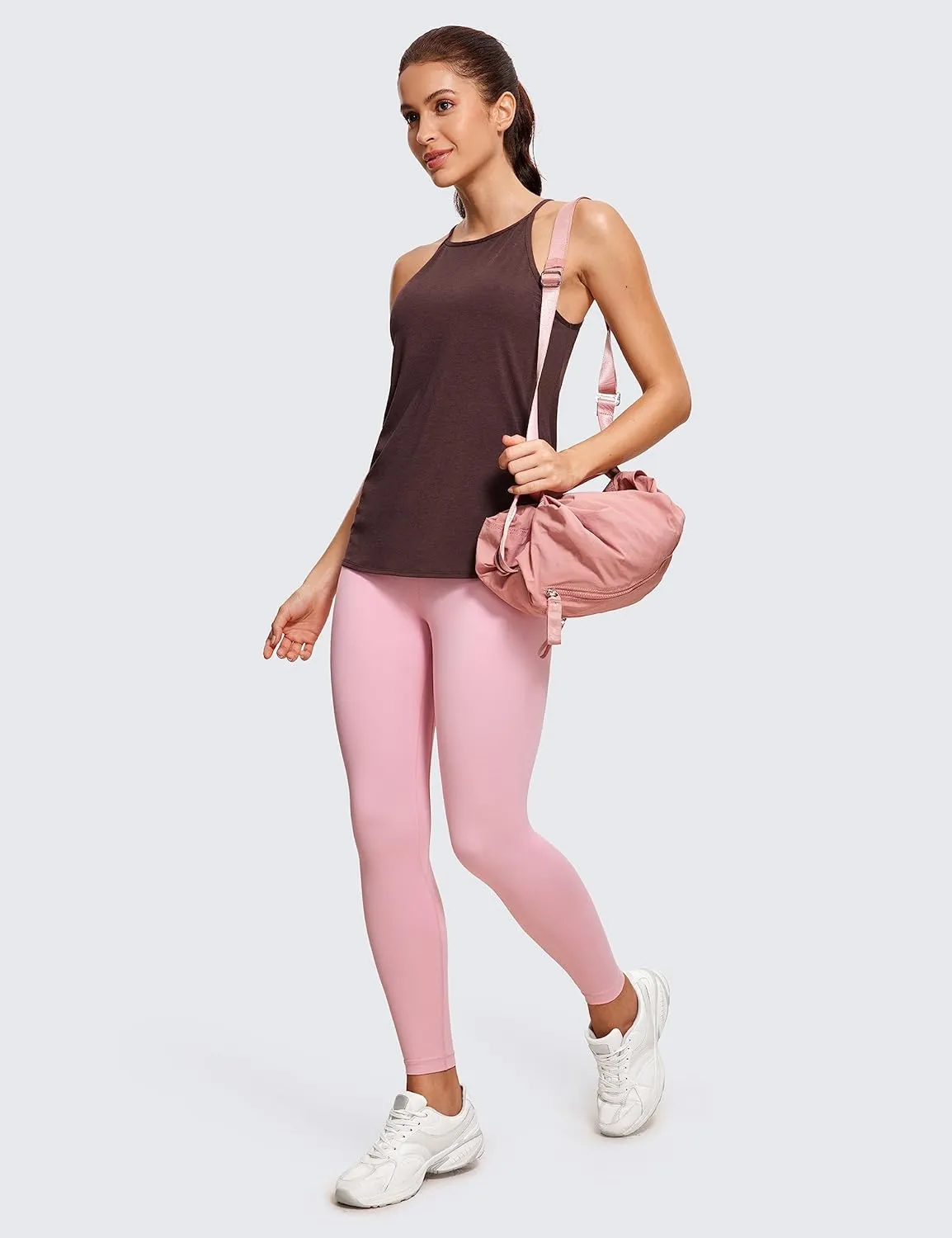 CRZ YOGA Halter High Neck Workout Tops for Women Flowy Cami Sleeveless Tank Athletic Yoga Shirts