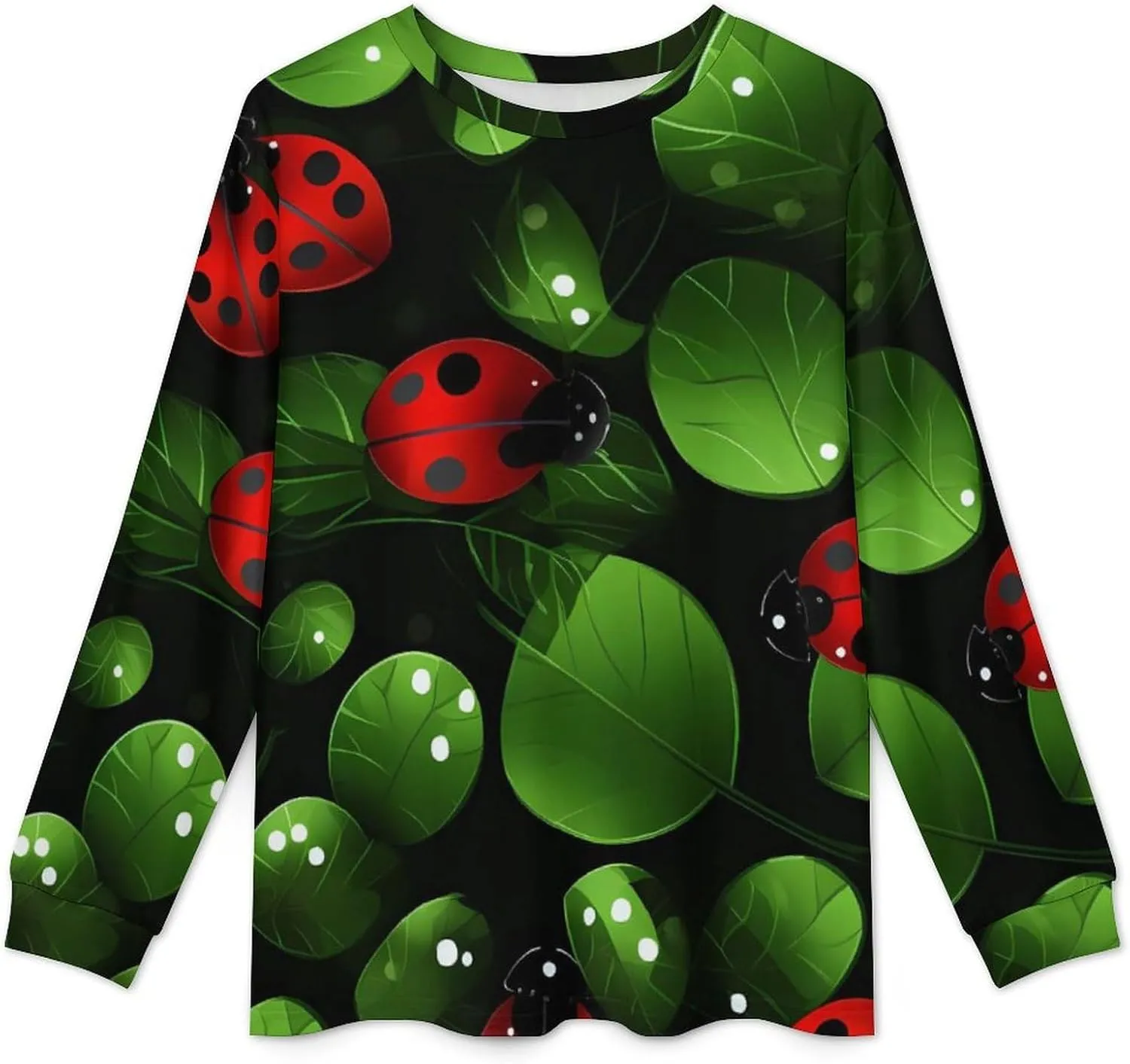 Cute Ladybugs Men's Pajamas Sets Round Neck Long Sleeve Shirts And Bottoms 2 Piece Pjs Loungewear
