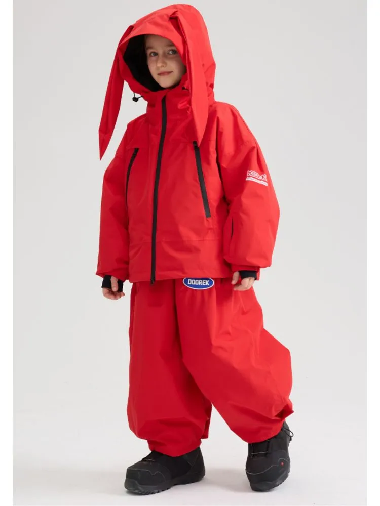 Doorek Kids Detachable Rabbit Ears Hooded Snow Suits