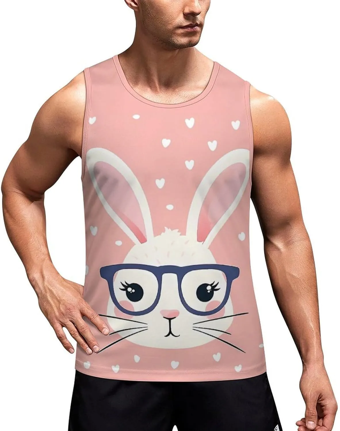Easter Bunny Cute Men's Tank Top Sleeveless T-Shirt Pullover Vest Shirts Gym Workout Beach Funny