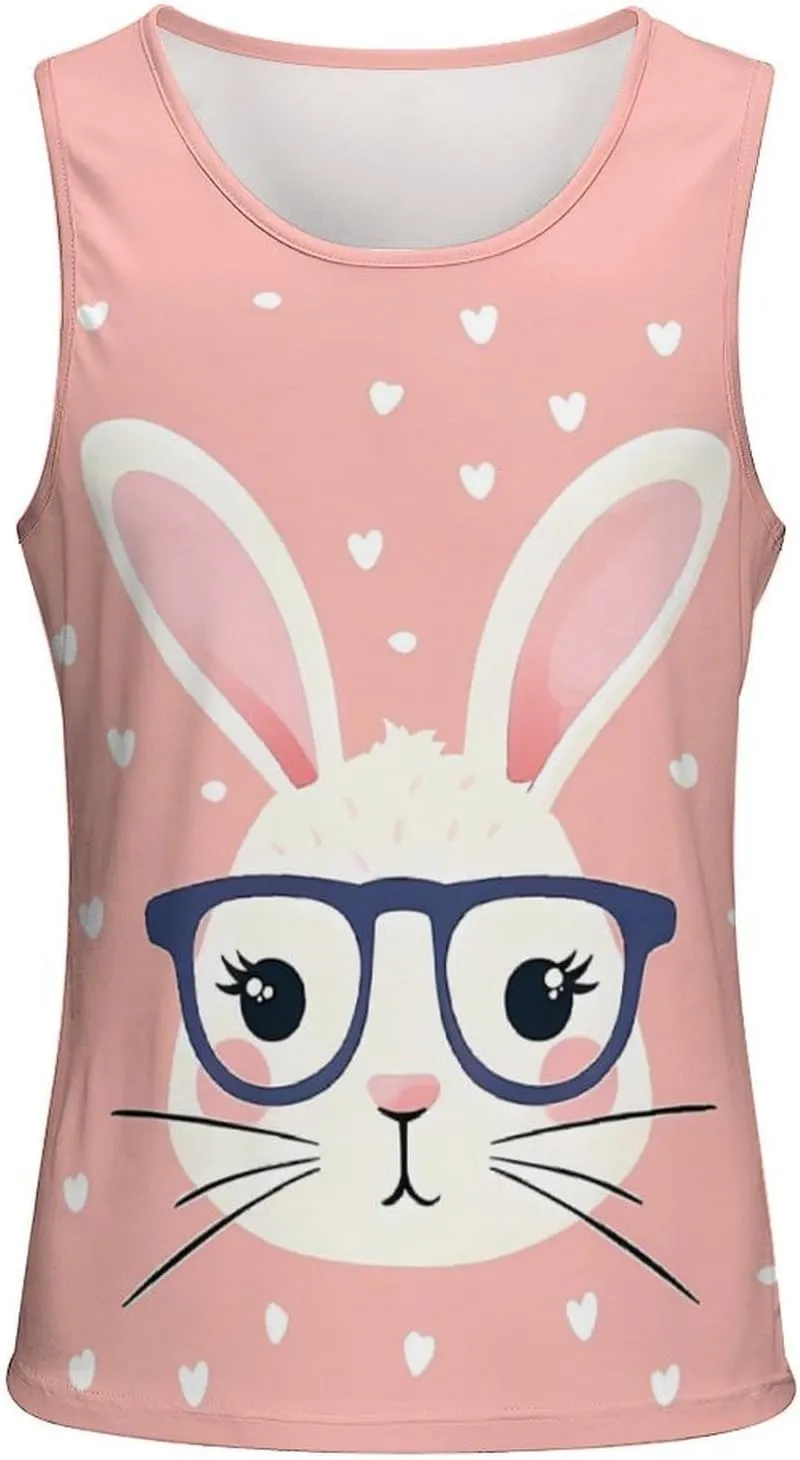 Easter Bunny Cute Men's Tank Top Sleeveless T-Shirt Pullover Vest Shirts Gym Workout Beach Funny