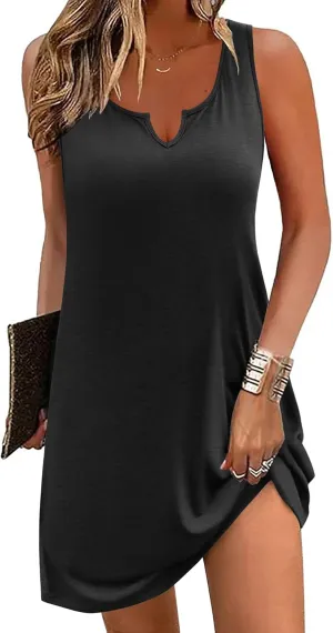 Ekouaer Women's Tank Nightgown V Neck Sleepshirts Soft Sleeveless Chemise Nightdress S-XXL