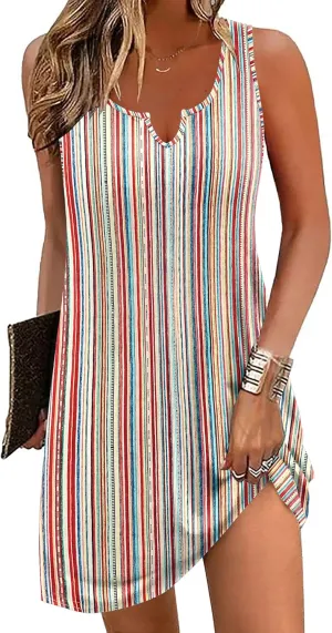 Ekouaer Women's Tank Nightgown V Neck Sleepshirts Soft Sleeveless Chemise Nightdress S-XXL