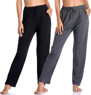 Envlon Women's Yoga Pants with Pockets Comfy Stretch Loose Wide Leg Casual Pants Breathable Running Workout Lounge Pants