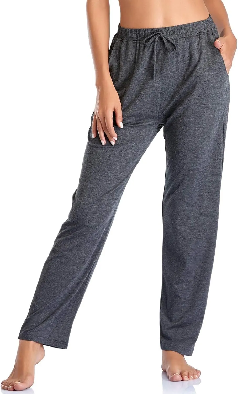 Envlon Women's Yoga Pants with Pockets Comfy Stretch Loose Wide Leg Casual Pants Breathable Running Workout Lounge Pants