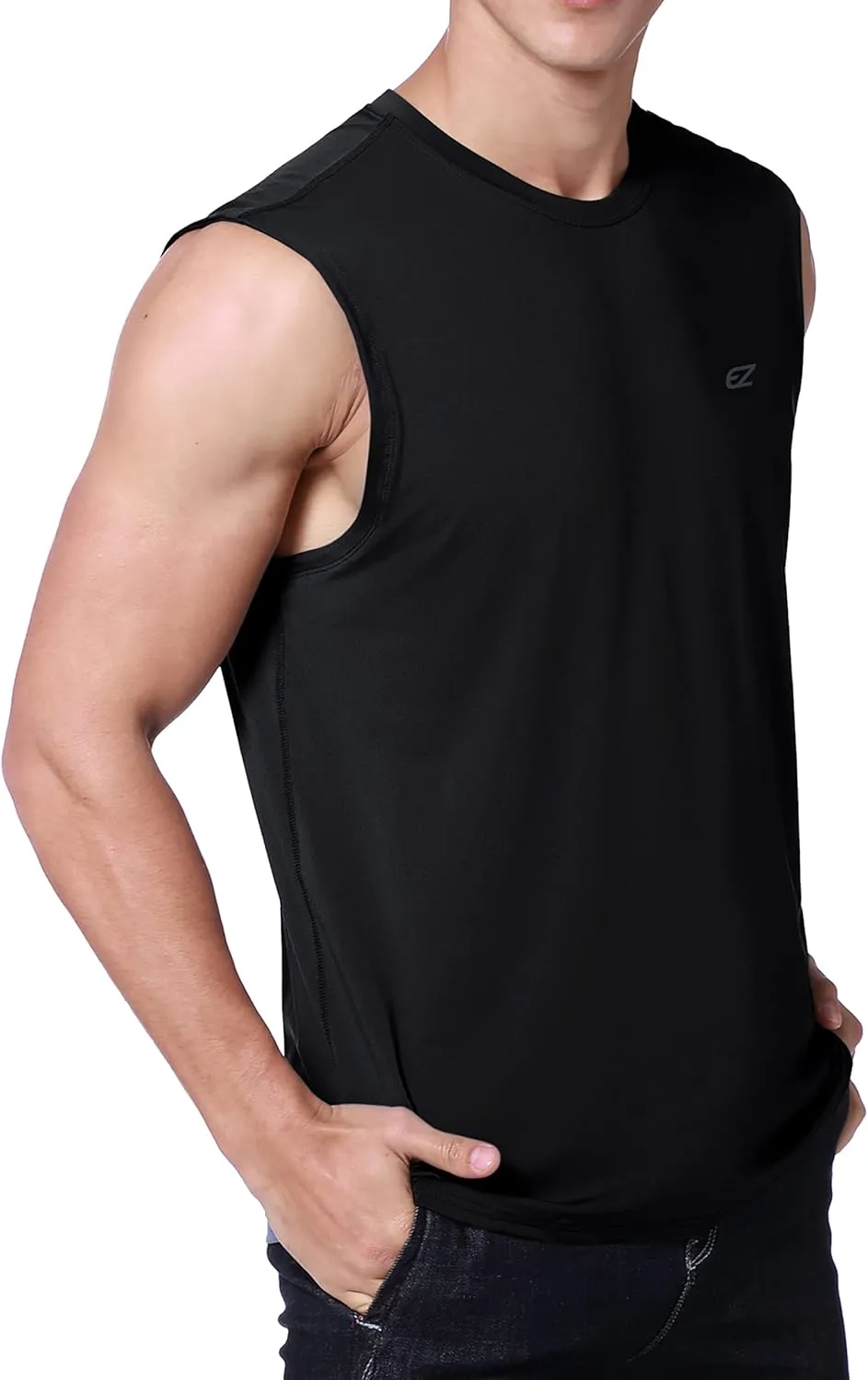EZRUN Men's Workout Sleeveless Shirts Quick Dry Muscle Swim Shirt Gym Fitness Running Beach Tank Tops
