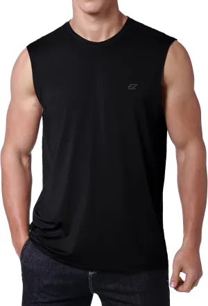 EZRUN Men's Workout Sleeveless Shirts Quick Dry Muscle Swim Shirt Gym Fitness Running Beach Tank Tops
