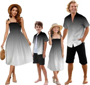 Family Matching Hawaiian Outfits, Dad and Son Beach Vacation Shirts Mommy Daughter Dress, 2T - X-Large