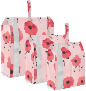Floral Poppies Red Packing Cubes for Suitcases 3 Set Lightweight Compression Luggage Packing Organizers for Carry on Suitcase Travel Essentials Luggage Organizer Bags Set