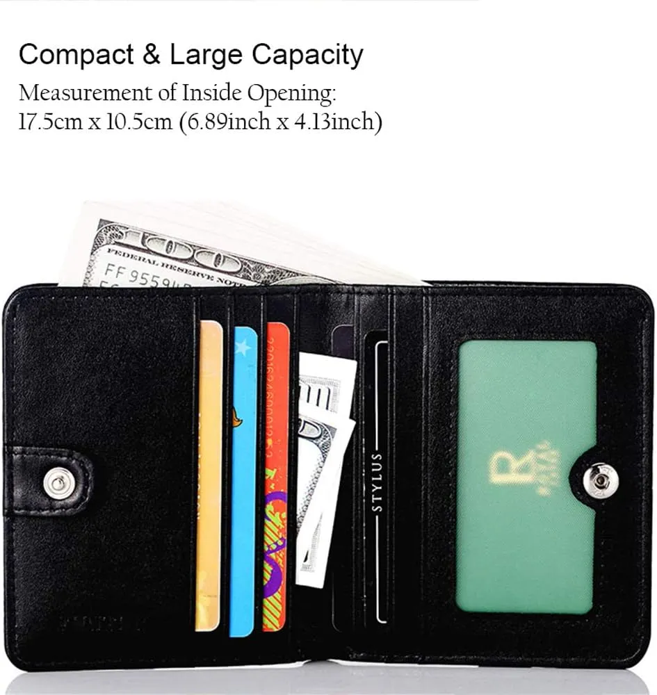 FUNTOR Small Wallets for Women, Ladies Small Compact Bifold Pocket RFID Blocking Genuine Leather Wallet for Women