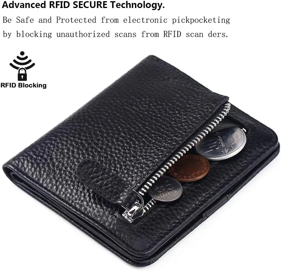 FUNTOR Small Wallets for Women, Ladies Small Compact Bifold Pocket RFID Blocking Genuine Leather Wallet for Women