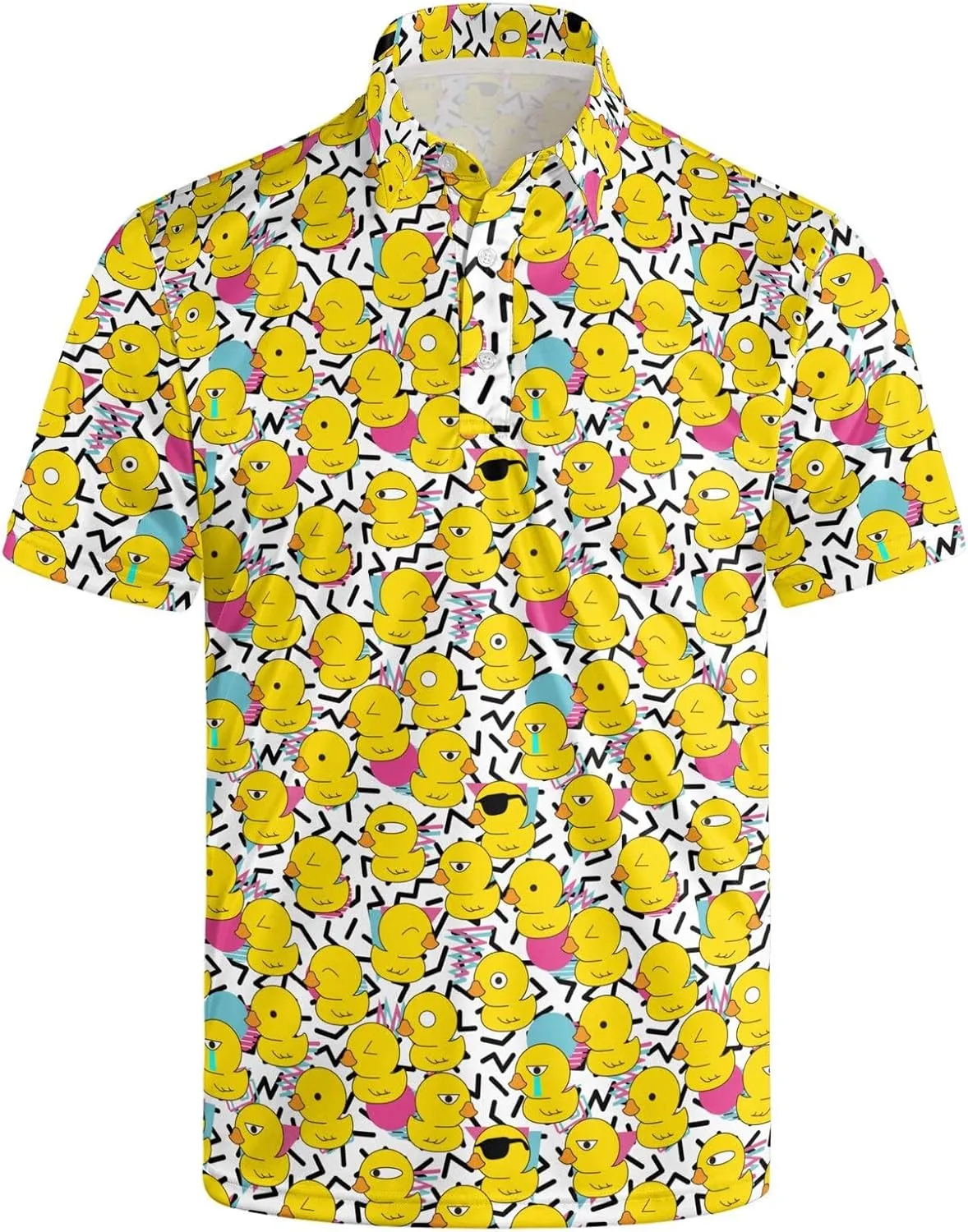 Golf Shirts for Men Dry Fit Classic Sunglass Rubber Duck Short Sleeve Casual Outfit Polo Shirt