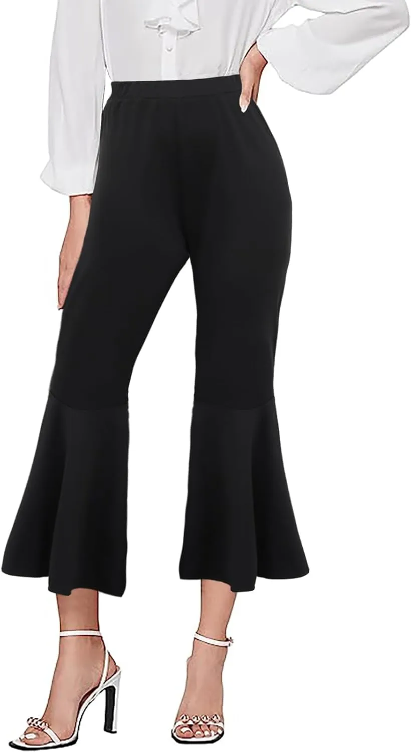 GUOLEZEEV Womens Cropped Pants Elastic Waist Pull On Capris Pants Casual Basic Capri 2024 Summer Pants