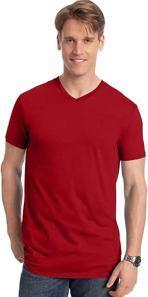 Hanes Mens Ringspun Cotton Nano-T V-Neck T-Shirt (498V)