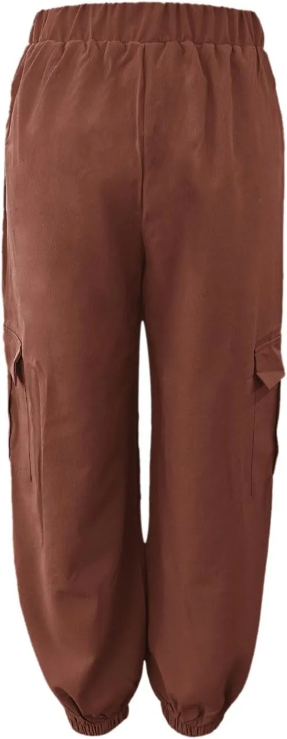Harem Pants for Women Casual Comfy Drawstring Elastic Waist Cargo Joggers Summer Lounge Beach Pants with Pockets