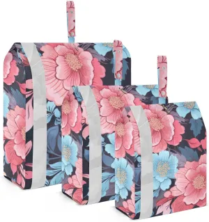 Hibiscus Flower Colorful Packing Cubes for Suitcases 3 Set Compression Expandable Luggage Packing Organizers for Carry on Suitcase Travel Essentials Luggage Organizer Bags Set
