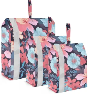 Hibiscus Flowers Colorful Leaves Packing Cubes for Suitcases 3 Set Expandable Compression Luggage Packing Organizers for Carry on Suitcase Travel Accessories Luggage Organizer Bags Set