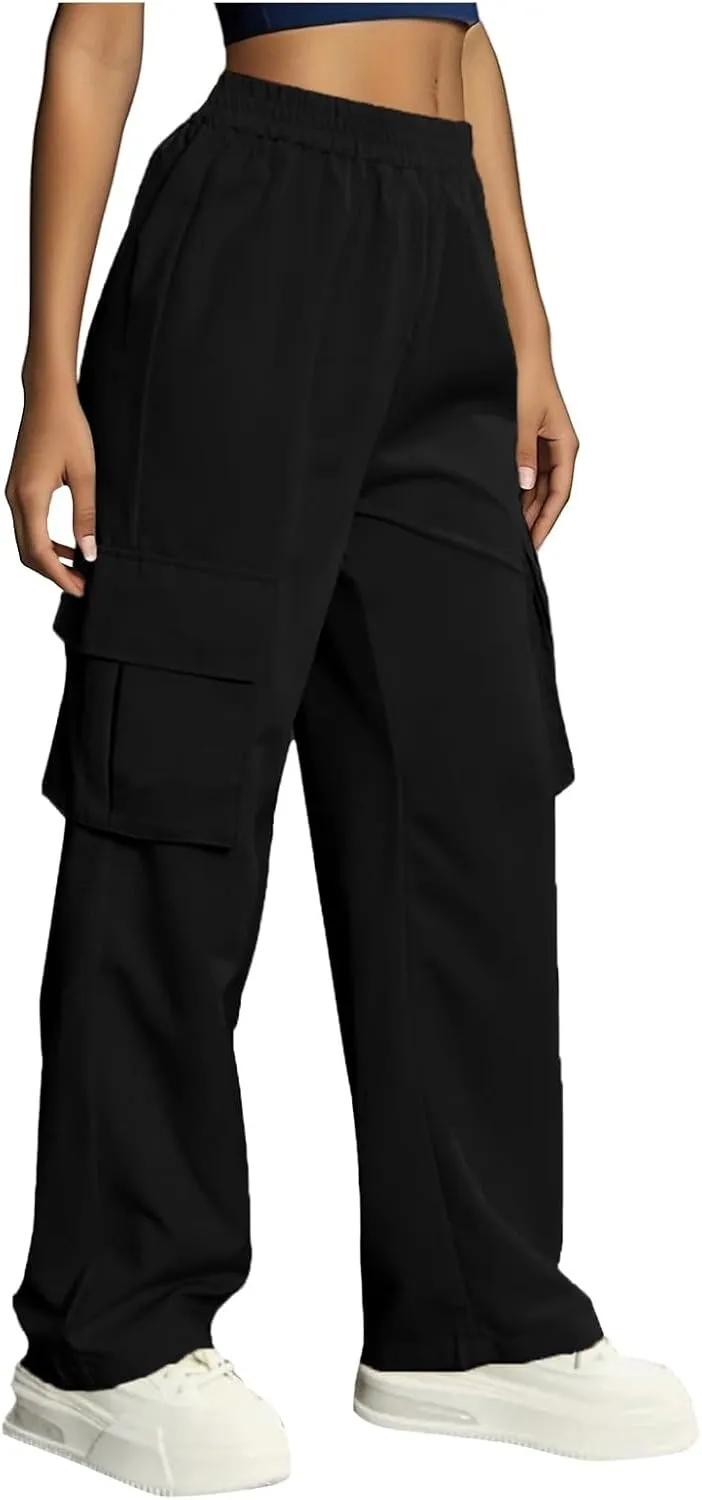 High Waisted Work Pants for Women Winter Knit Work Slacks with Pockets Barrel Pants Flare Leggings