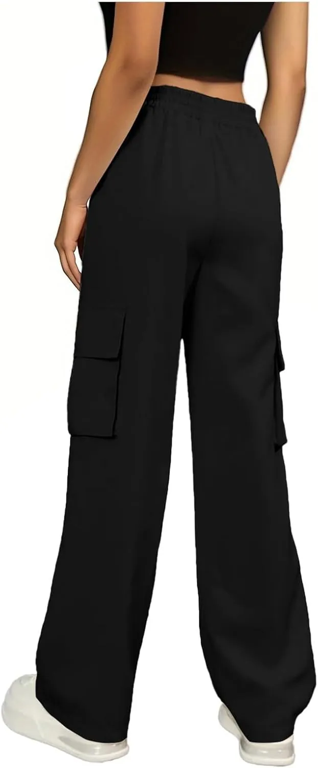 High Waisted Work Pants for Women Winter Knit Work Slacks with Pockets Barrel Pants Flare Leggings