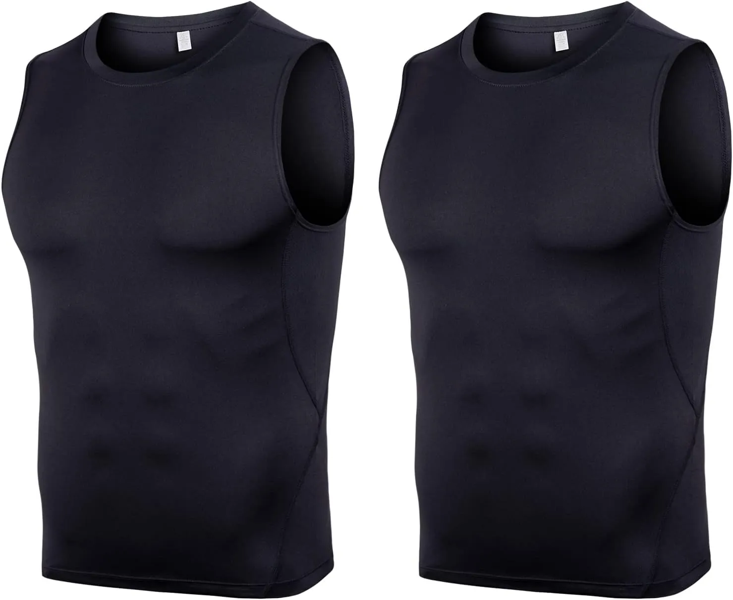 HomyComy Men's Compression Tank Tops Sleeveless Workout Shirts Quick Dry Athletic Compression Base Layer 2 Pack