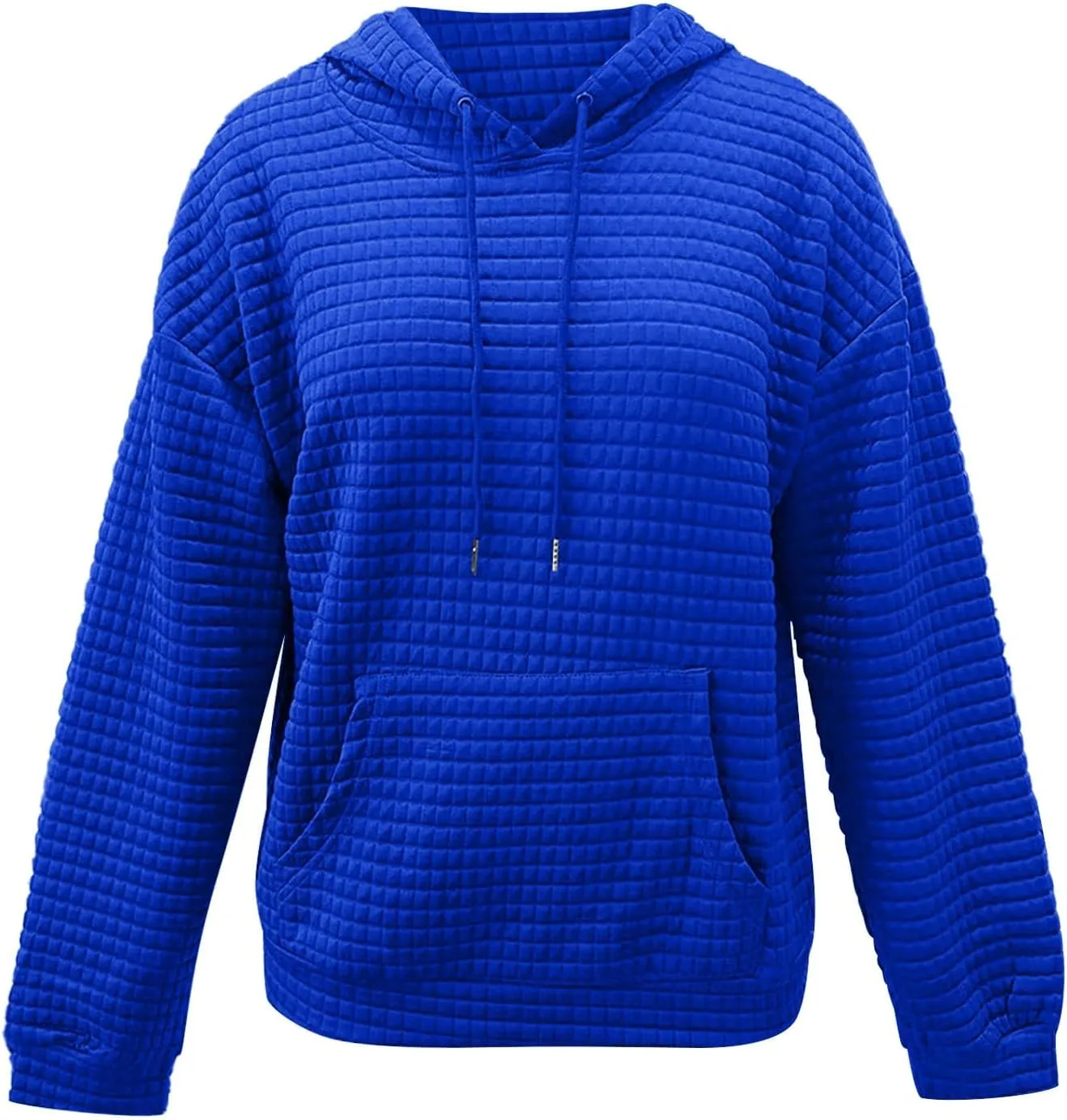 Hoodie for Women Fall 2024 Trendy Waffle Knit Drawstring Pullover Sweatshirts Casual Loose Fit Sweater Cute Fashion Clothes