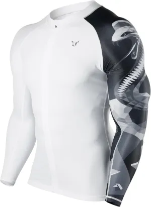 HUGE SPORTS Men's Swim Shirts Long Sleeve Zip Rash Guard UPF 50  Sun Protective Quick Drying