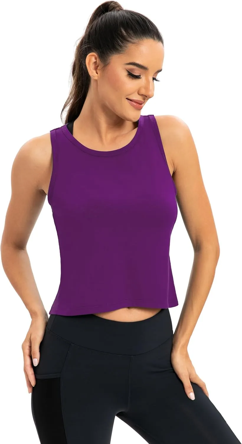 ICTIVE Workout Crop Tops for Women Yoga Cross Sleeveless Gym Mesh Back Running Tank Muscle Shirts