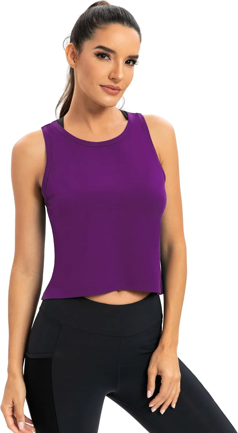 ICTIVE Workout Crop Tops for Women Yoga Cross Sleeveless Gym Mesh Back Running Tank Muscle Shirts