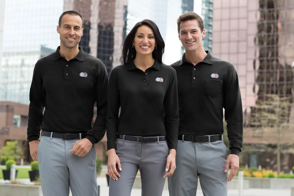 INK STITCH Men K500ls Custom Add Your Logo Texts Embroidery Silk Touch Long Sleeve Polo Shirts