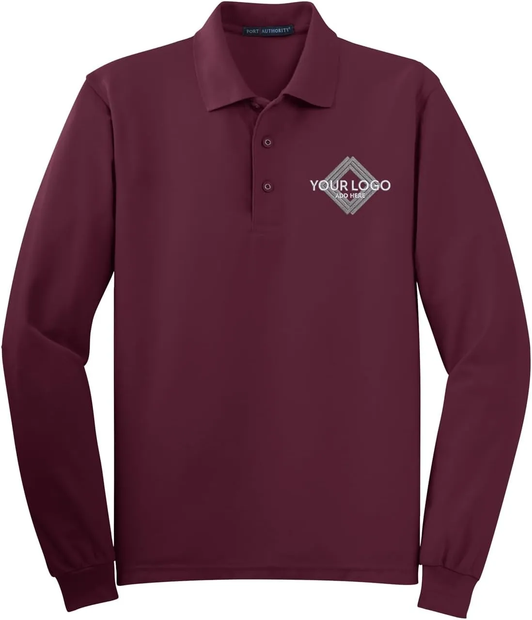 INK STITCH Men K500ls Custom Add Your Logo Texts Embroidery Silk Touch Long Sleeve Polo Shirts