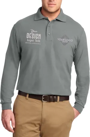 INK STITCH Men K500ls Custom Add Your Logo Texts Embroidery Silk Touch Long Sleeve Polo Shirts