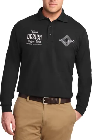 INK STITCH Men K500ls Custom Add Your Logo Texts Embroidery Silk Touch Long Sleeve Polo Shirts