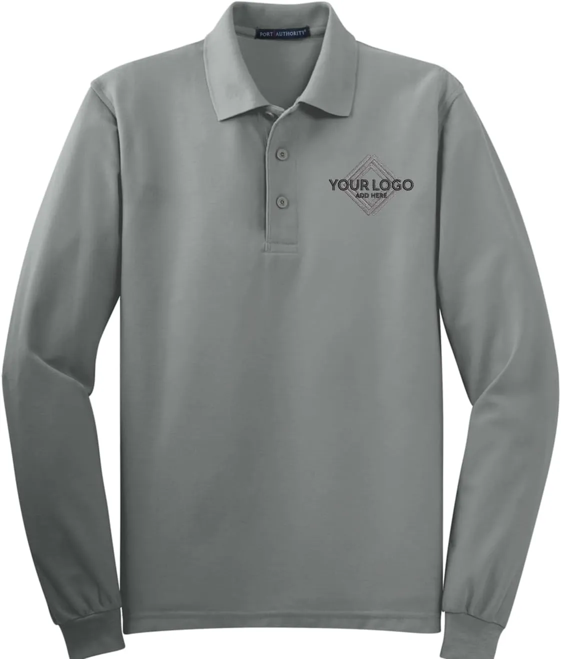 INK STITCH Men K500ls Custom Add Your Logo Texts Embroidery Silk Touch Long Sleeve Polo Shirts