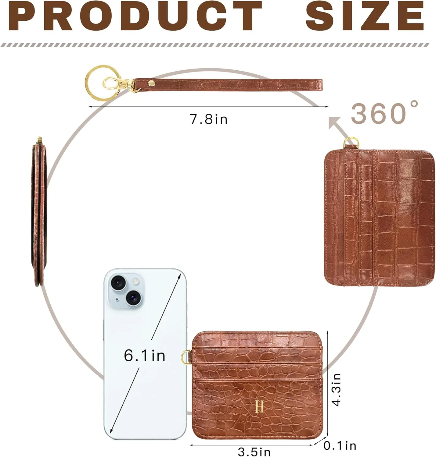Janhavi Valentines Day Gift for Woman Initial Credit Card Holder for Women RFID Card Holder Wallet Travel Wallet Travel Daily Essentials Travel Must Haves for Woman-Brown A