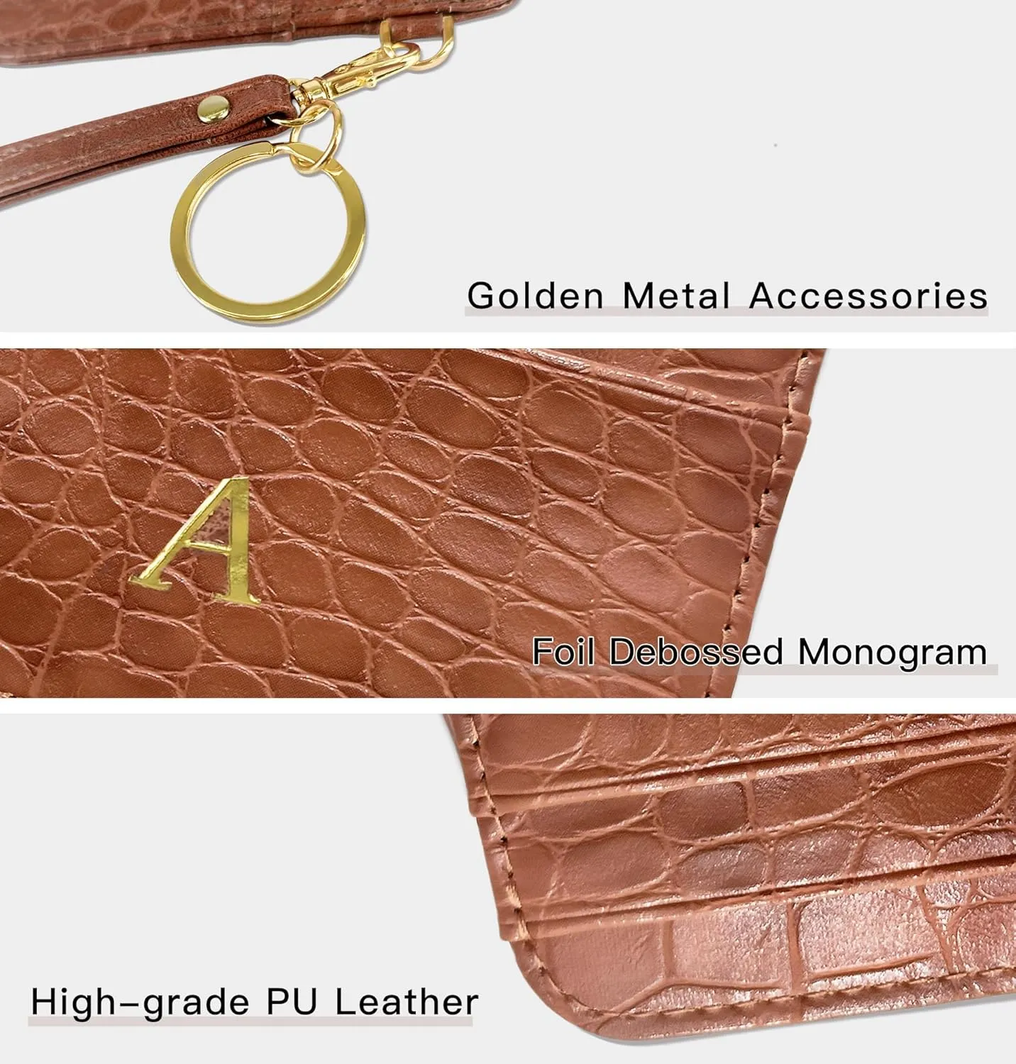 Janhavi Valentines Day Gift for Woman Initial Credit Card Holder for Women RFID Card Holder Wallet Travel Wallet Travel Daily Essentials Travel Must Haves for Woman-Brown A