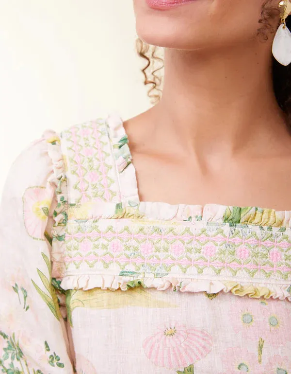 Jocelyn Blouse Enclave - Stripe Floral Sprigs