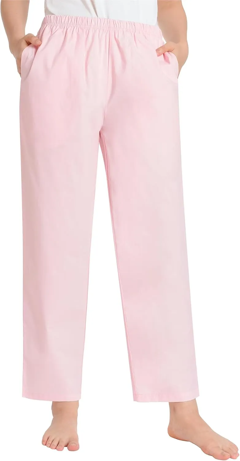 Latuza Women's Petite Pajama Pants Cotton Poplin Sleep Pants